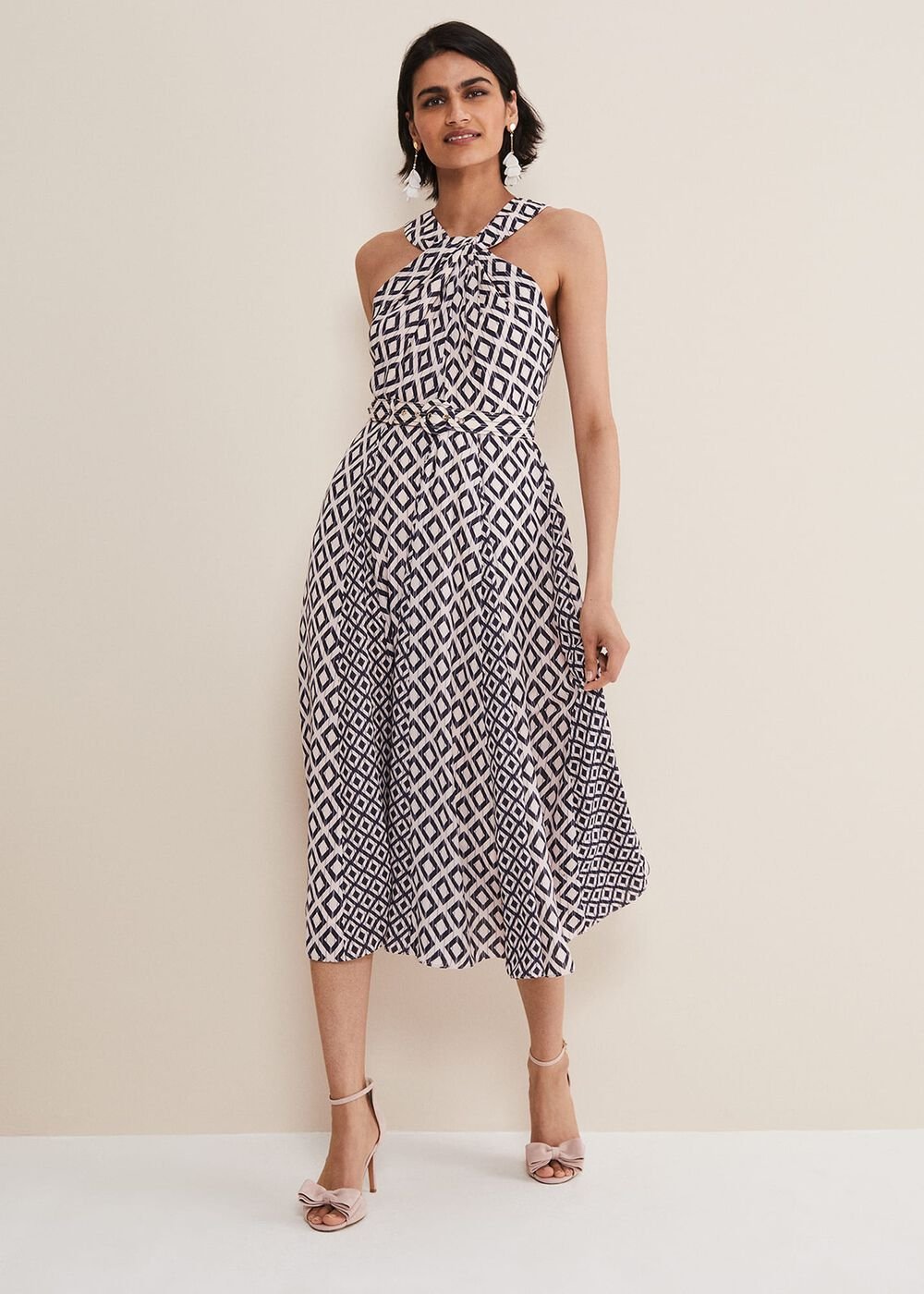 Ember Geo Midi Dress Smoke/Powder Pink