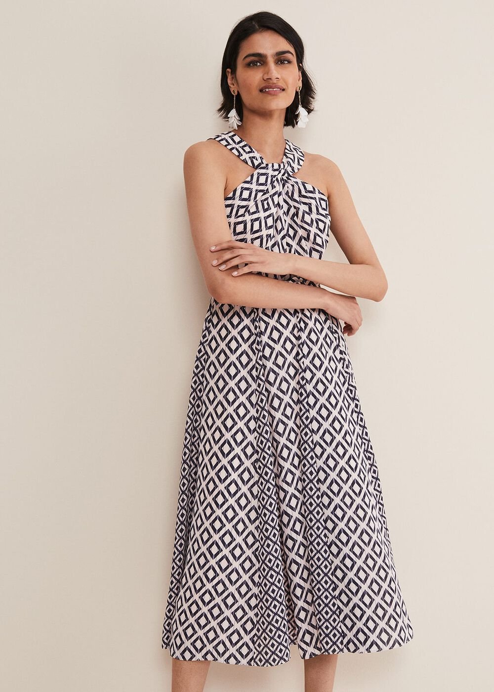 Ember Geo Midi Dress Smoke/Powder Pink