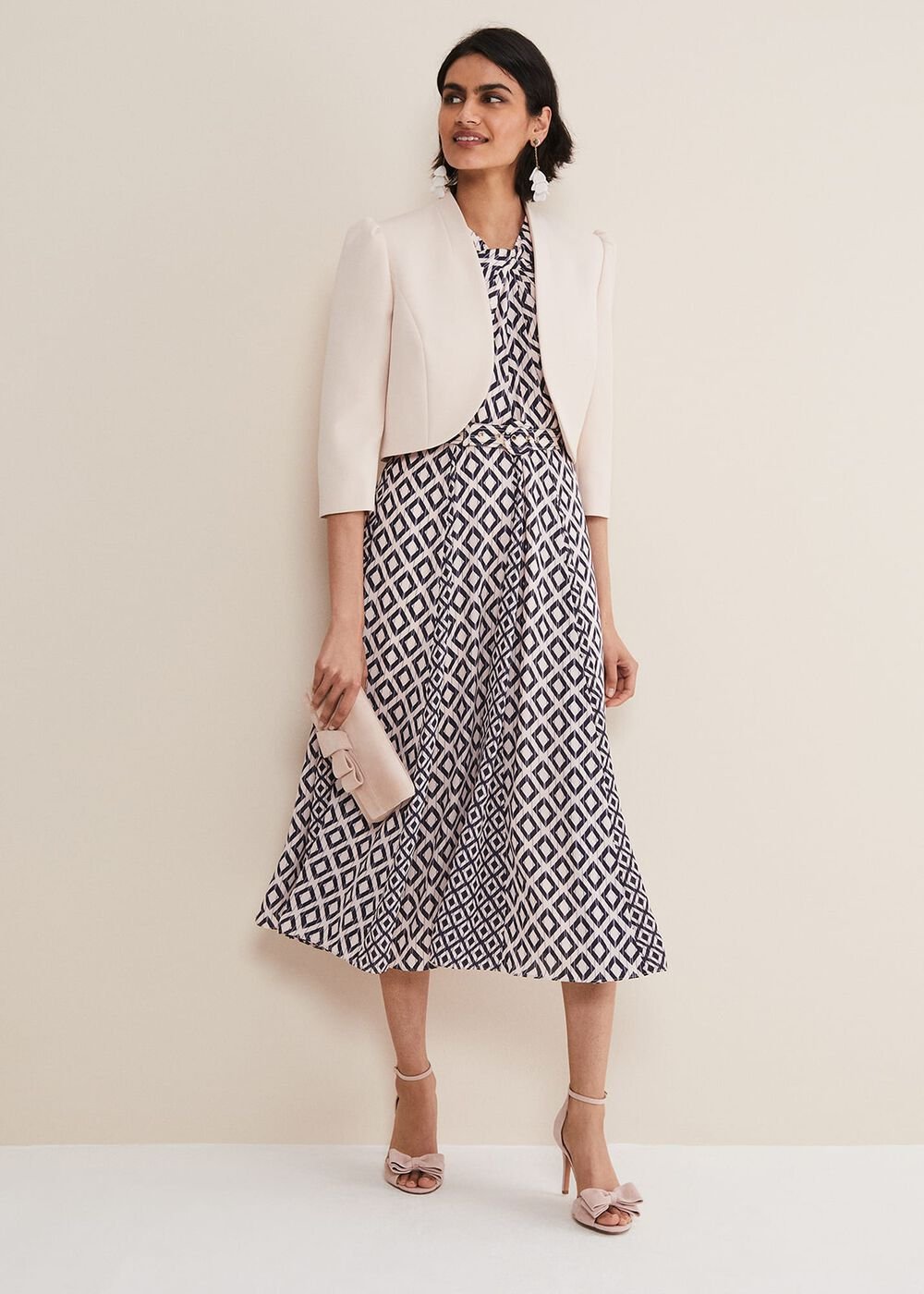 Ember Geo Midi Dress Smoke/Powder Pink
