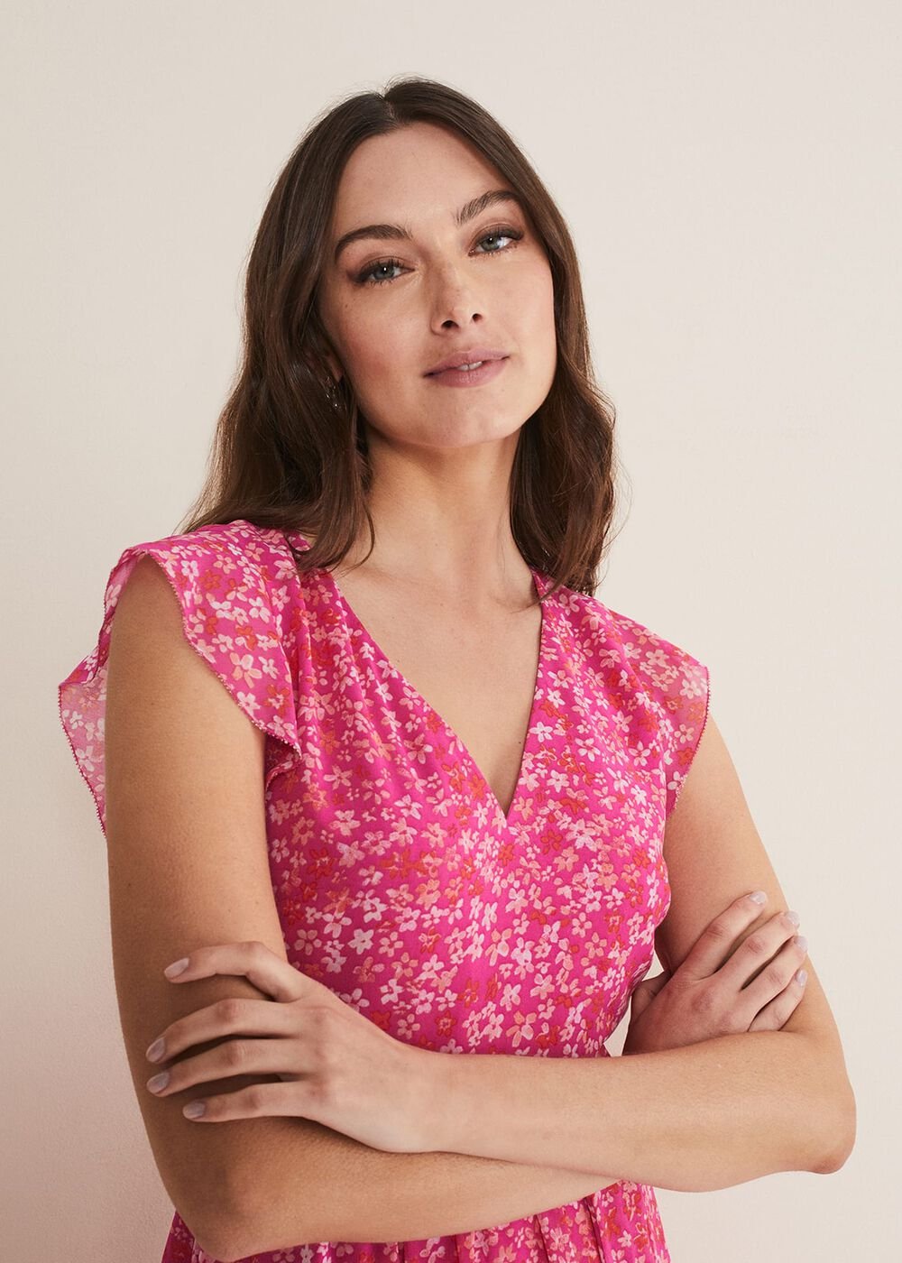 Breesha Floral Midaxi Dress Pink/Multi