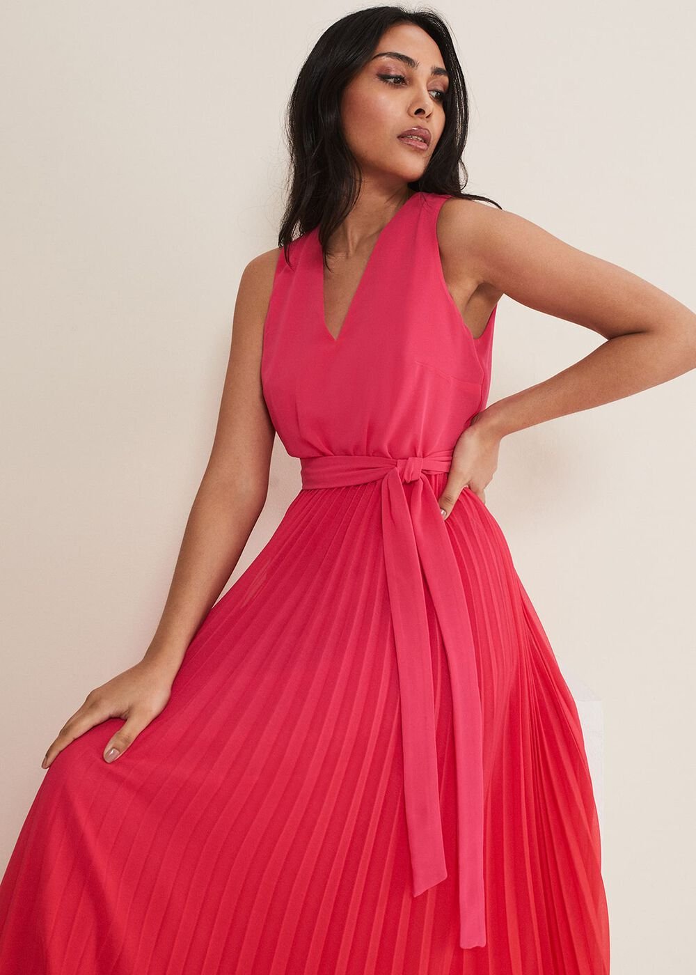 Petite Piper Ombre Maxi Dress Red/Pink