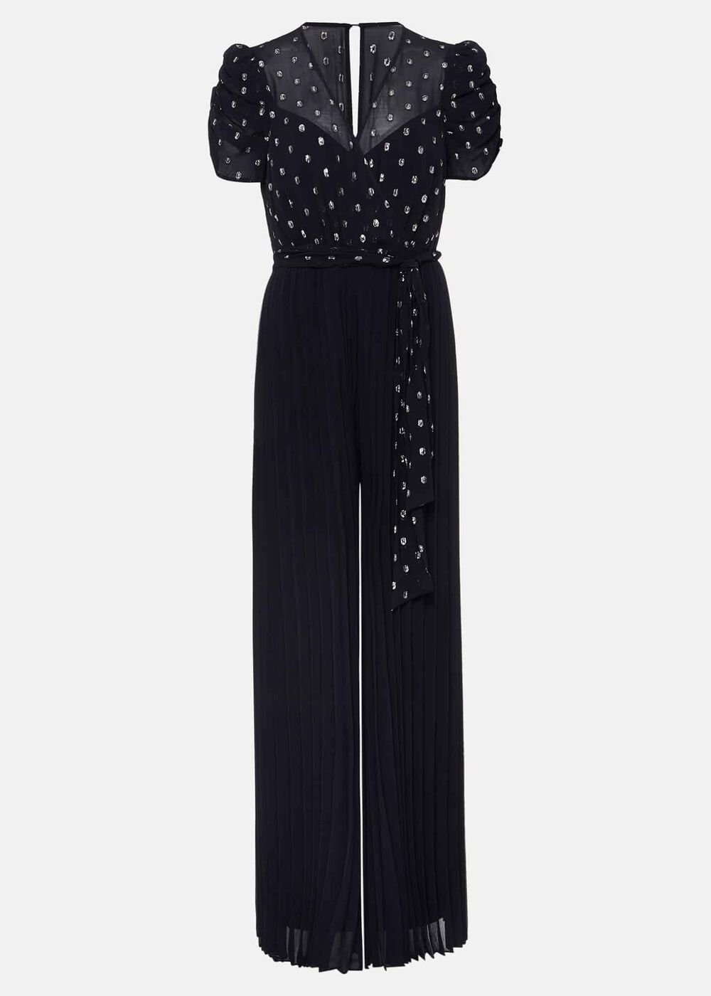 Molli Spot Pleated Jumpsuit Navy