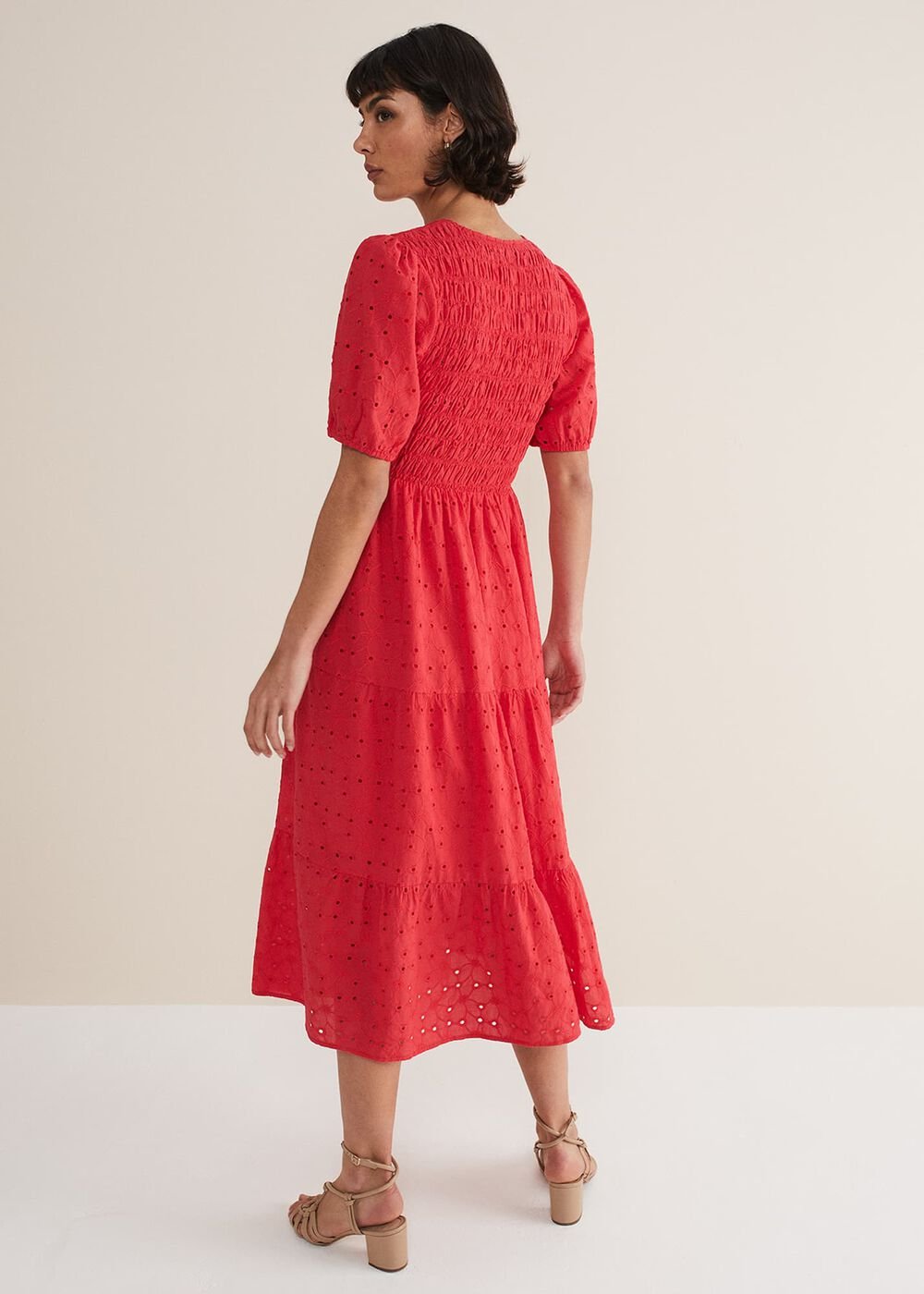 Gretta Broderie Midi Dress Pink