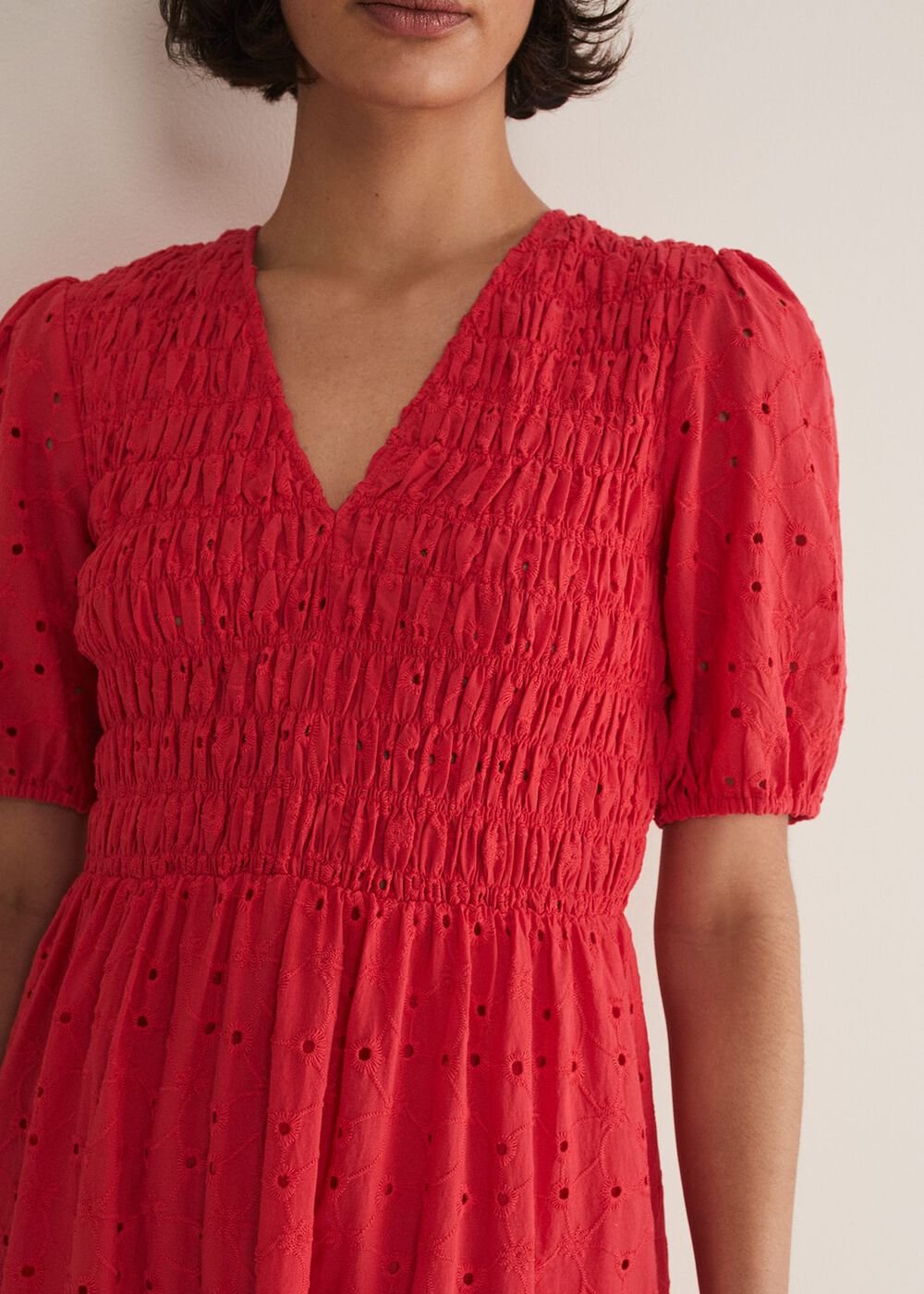 Gretta Broderie Midi Dress Pink
