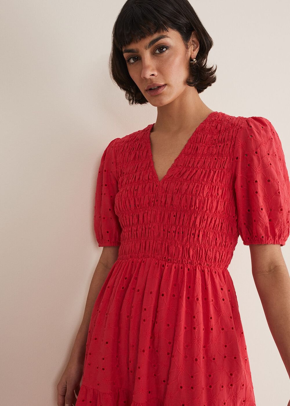 Gretta Broderie Midi Dress Pink