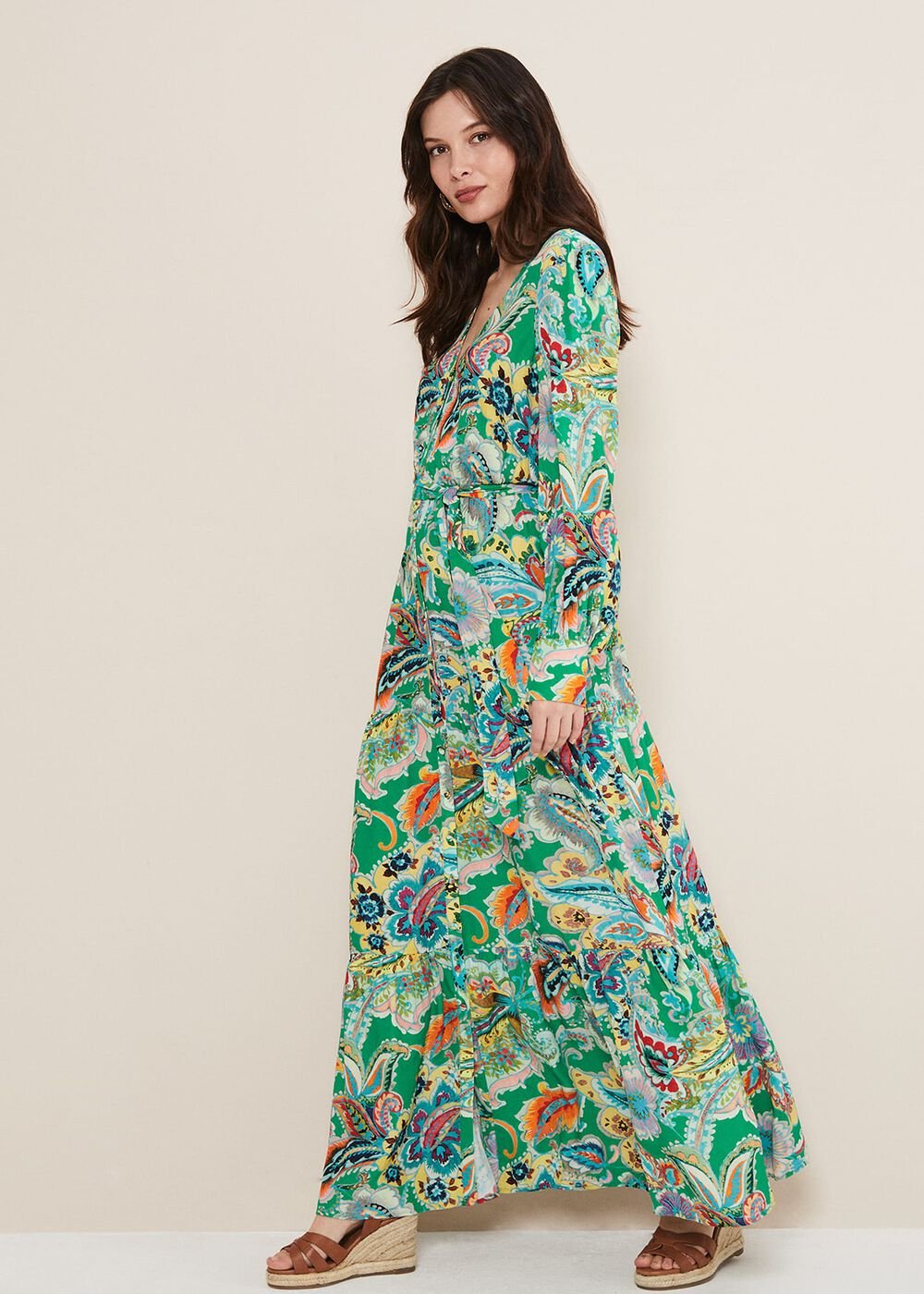 Azalia Paisley Maxi Dress Green/Multi