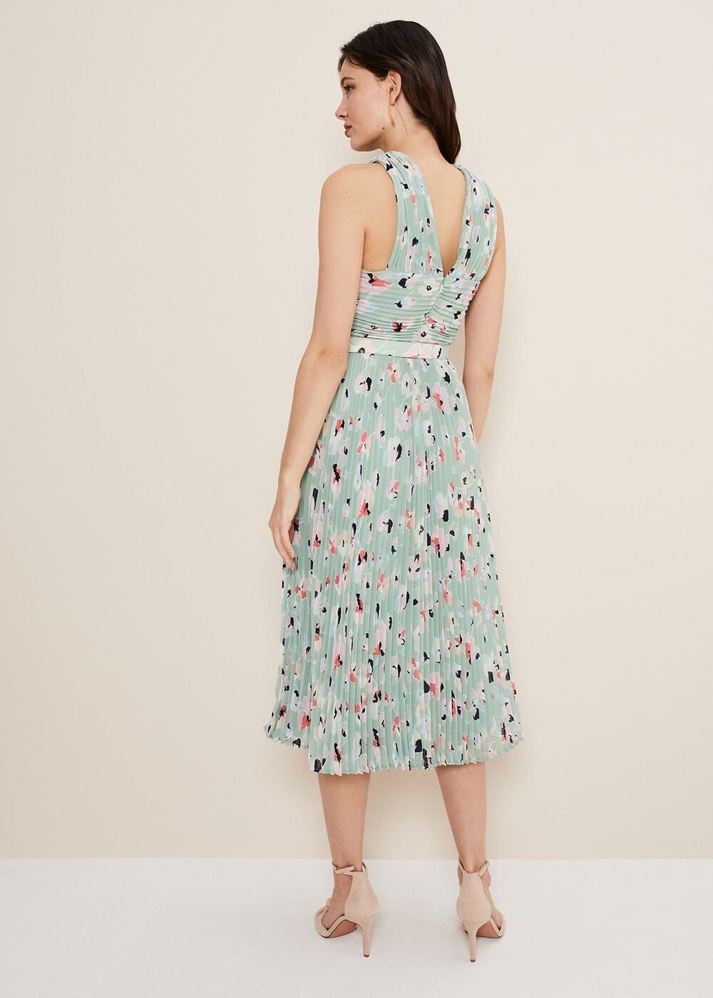 Portia Print Pleated Dress Peppermint/Multi