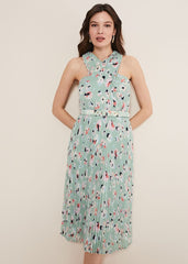 Portia Print Pleated Dress Peppermint/Multi