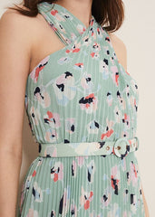 Portia Print Pleated Dress Peppermint/Multi