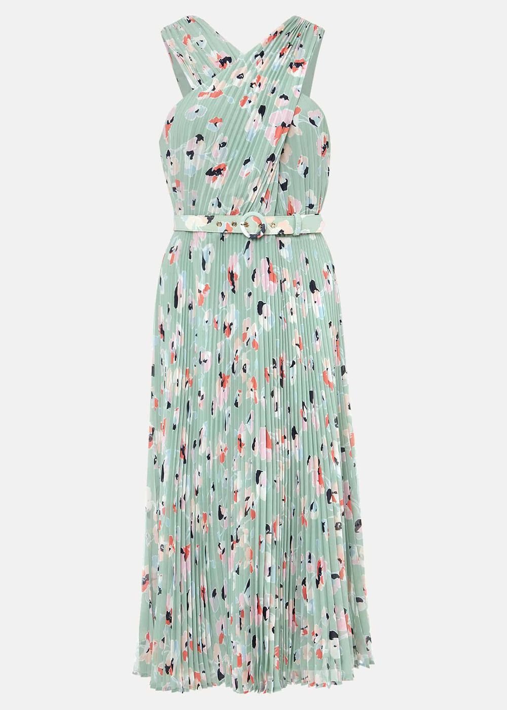 Portia Print Pleated Dress Peppermint/Multi