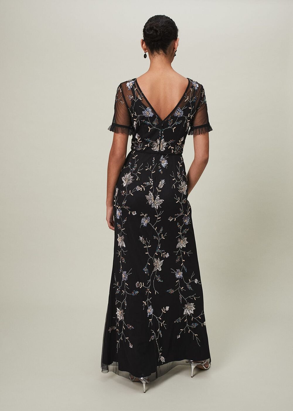 Sierra Sequin Floral Dress Black