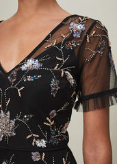 Sierra Sequin Floral Dress Black
