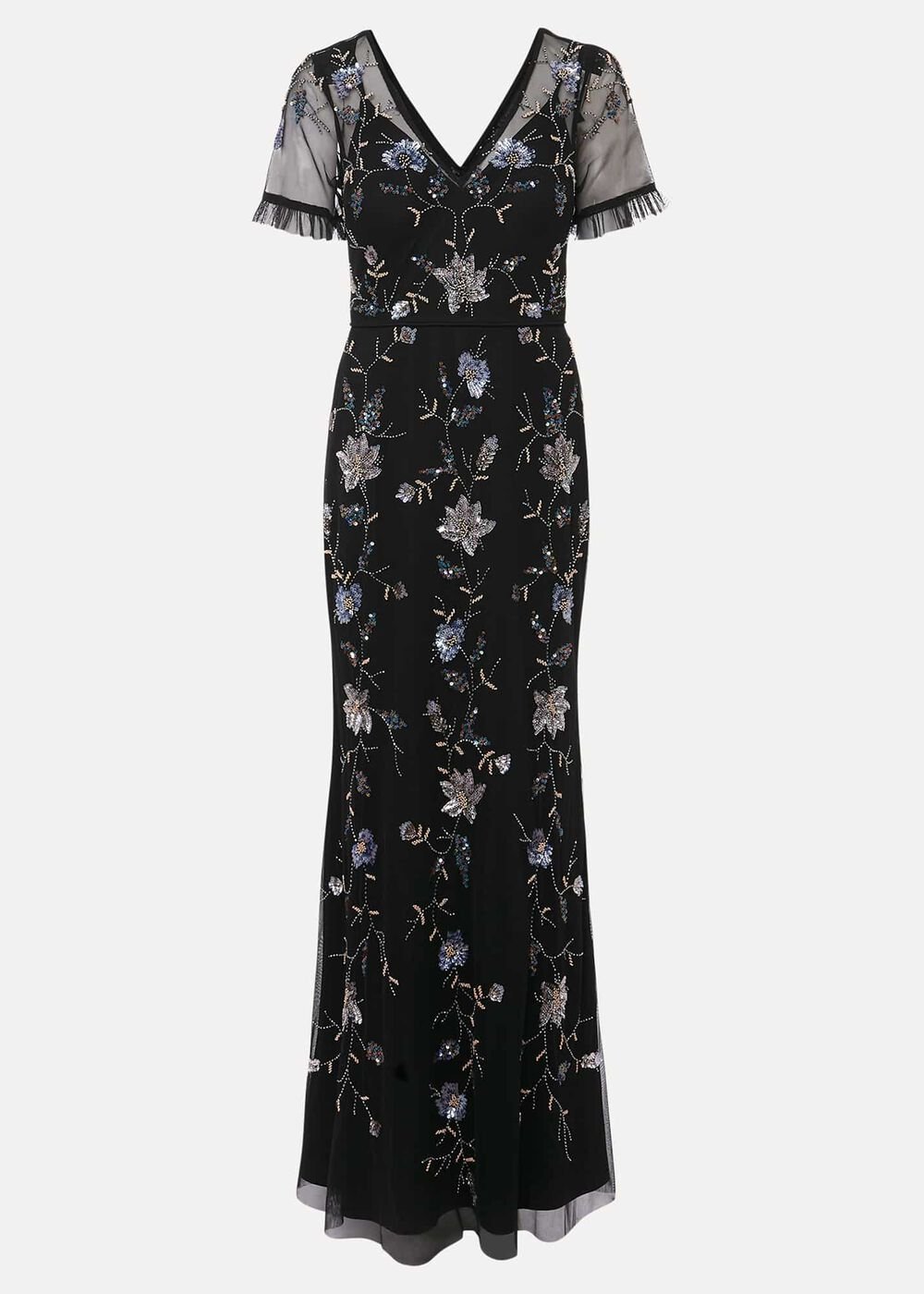 Sierra Sequin Floral Dress Black