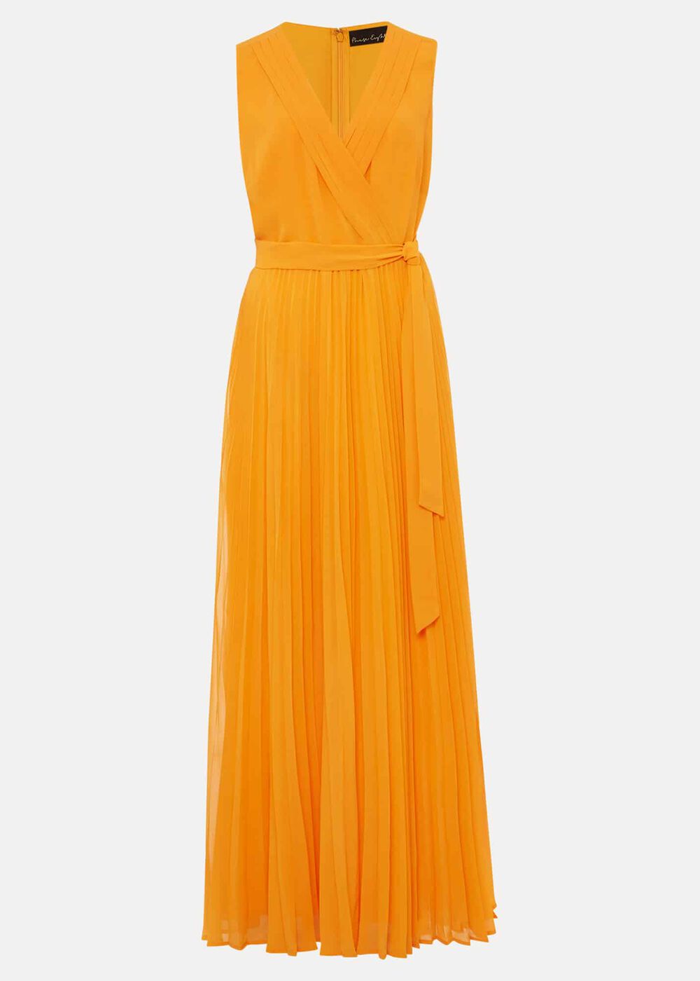 Mollie Pleat Maxi Dress Bright Orange