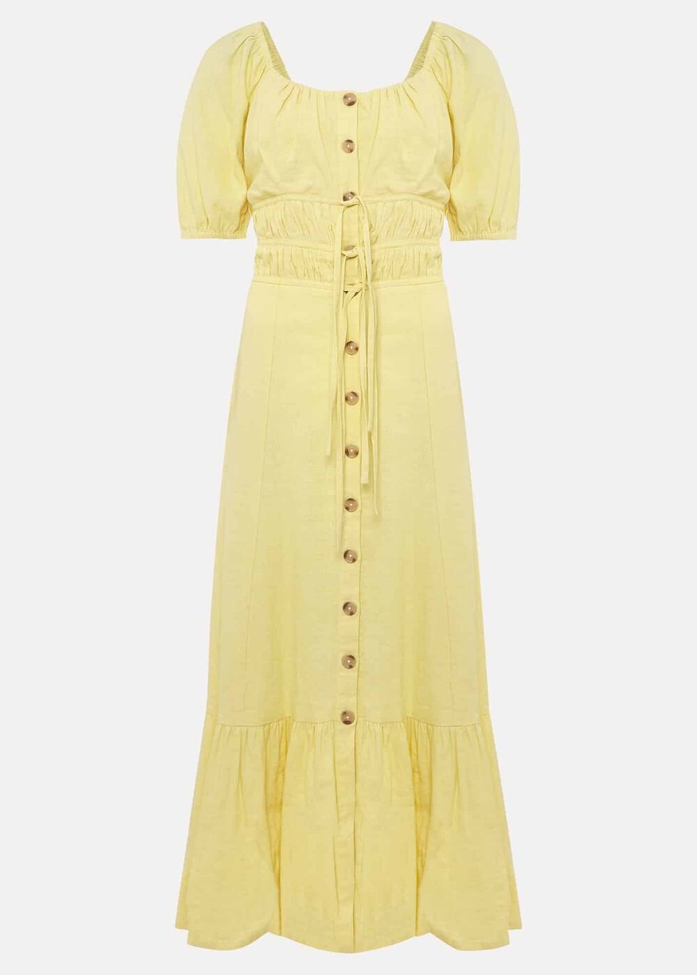 Maribella Linen Midi Dress Lemon