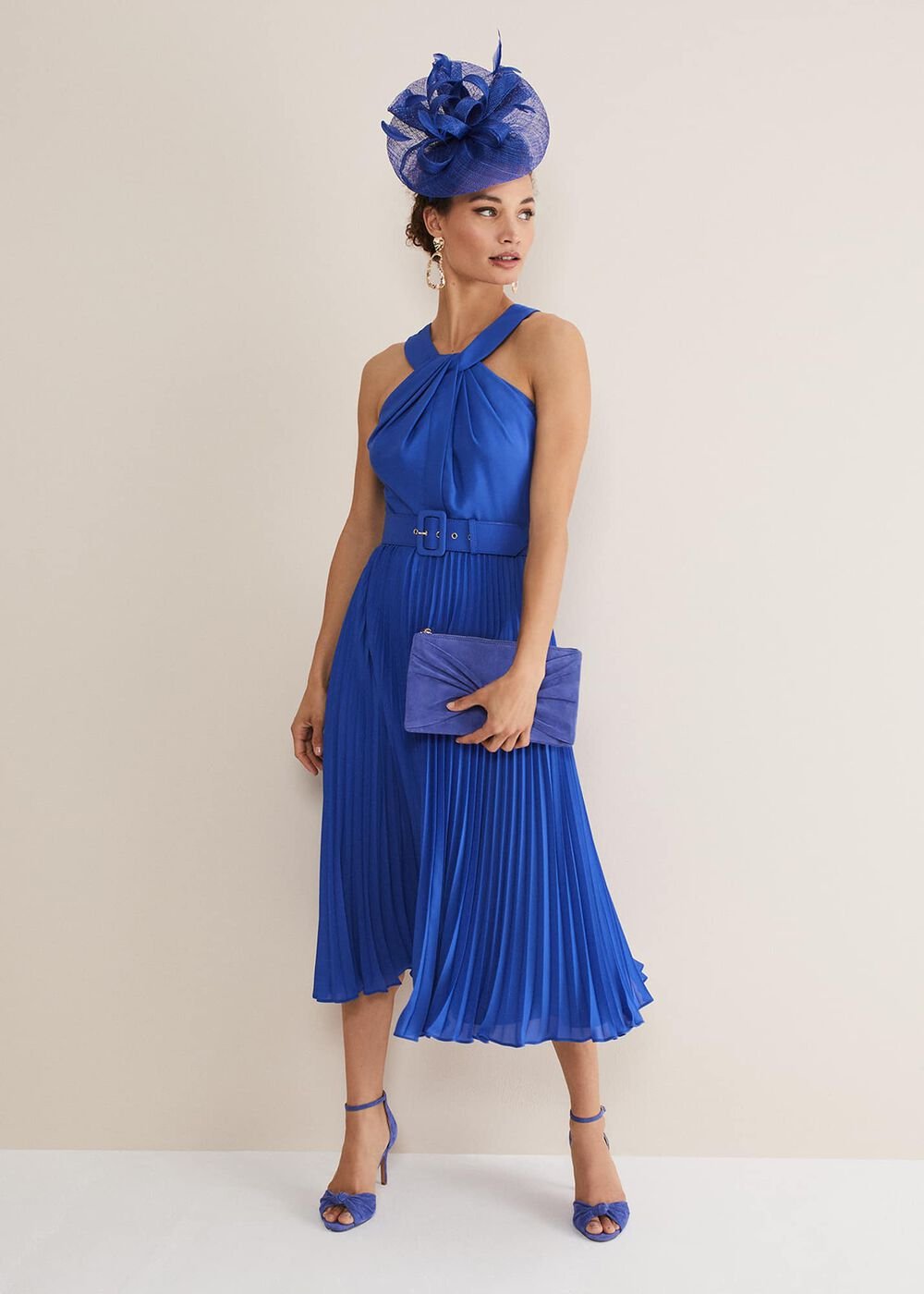 Yas Blue Halterneck Midi Dress Azure Blue