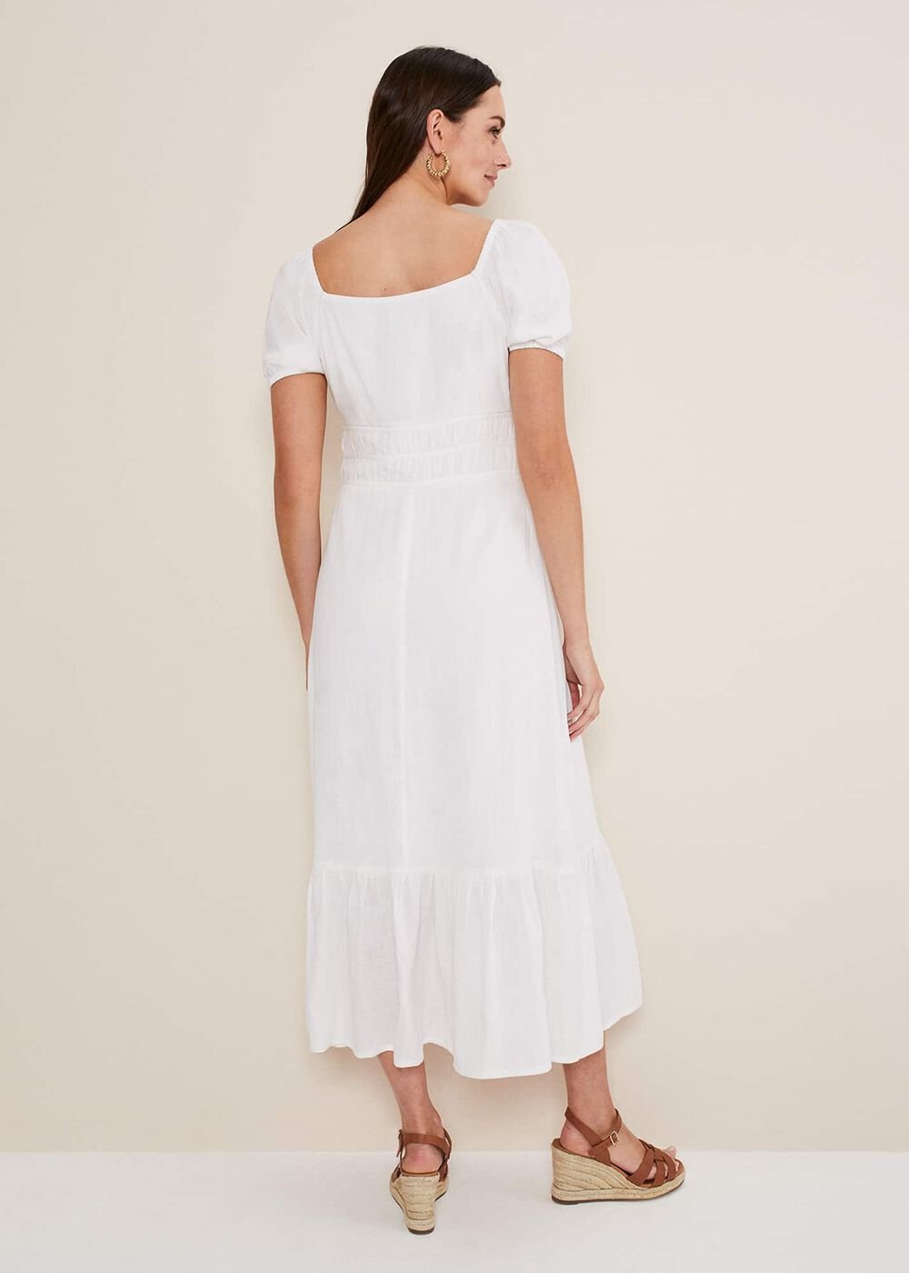 Maribella Linen Midi Dress White