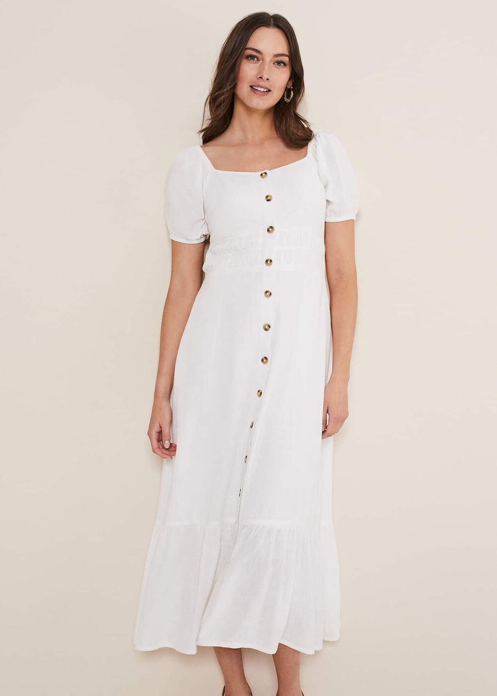 Maribella Linen Midi Dress White