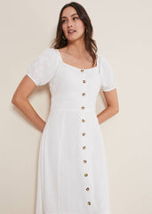 Maribella Linen Midi Dress White
