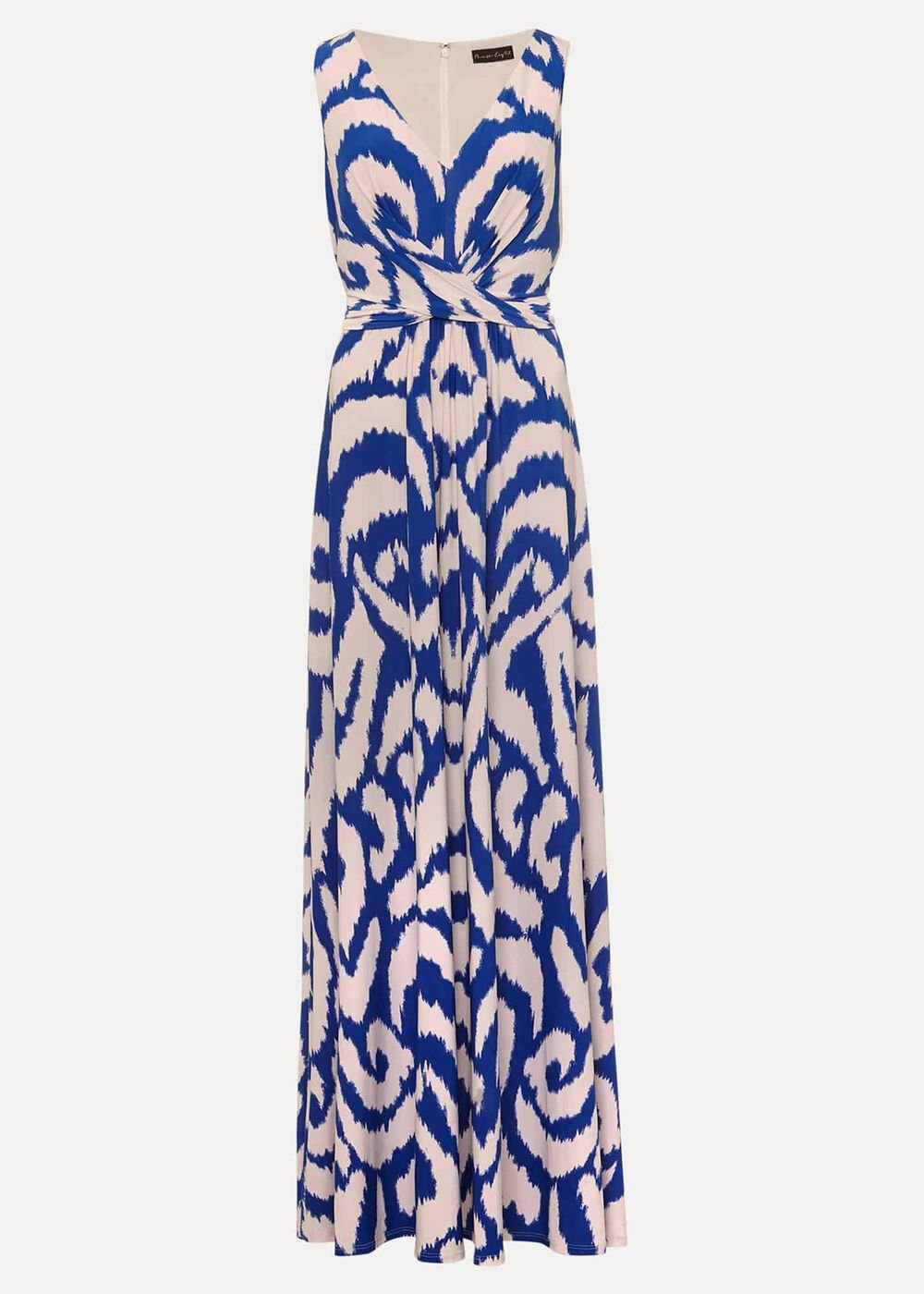 Artemis Jersey Print Maxi Dress Azure Blue/Cream
