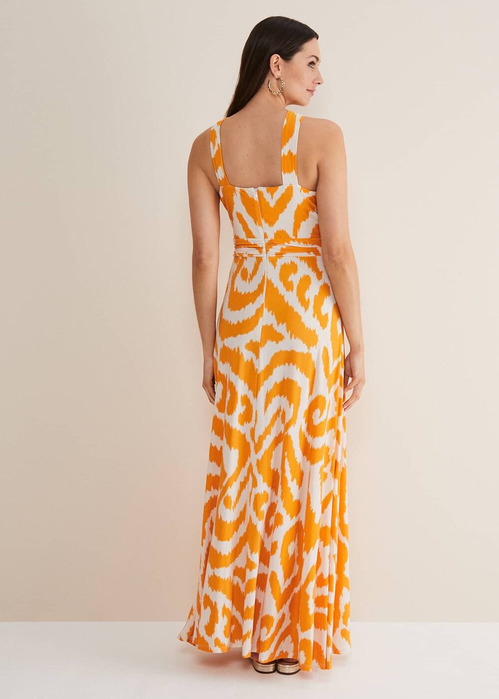 Maude Printed Jersey Maxi Dress Orange/Cream