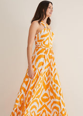Maude Printed Jersey Maxi Dress Orange/Cream