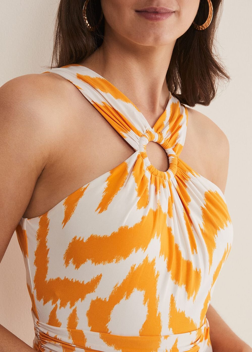 Maude Printed Jersey Maxi Dress Orange/Cream