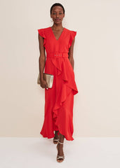 Phoebe Frill Maxi Dress Fire