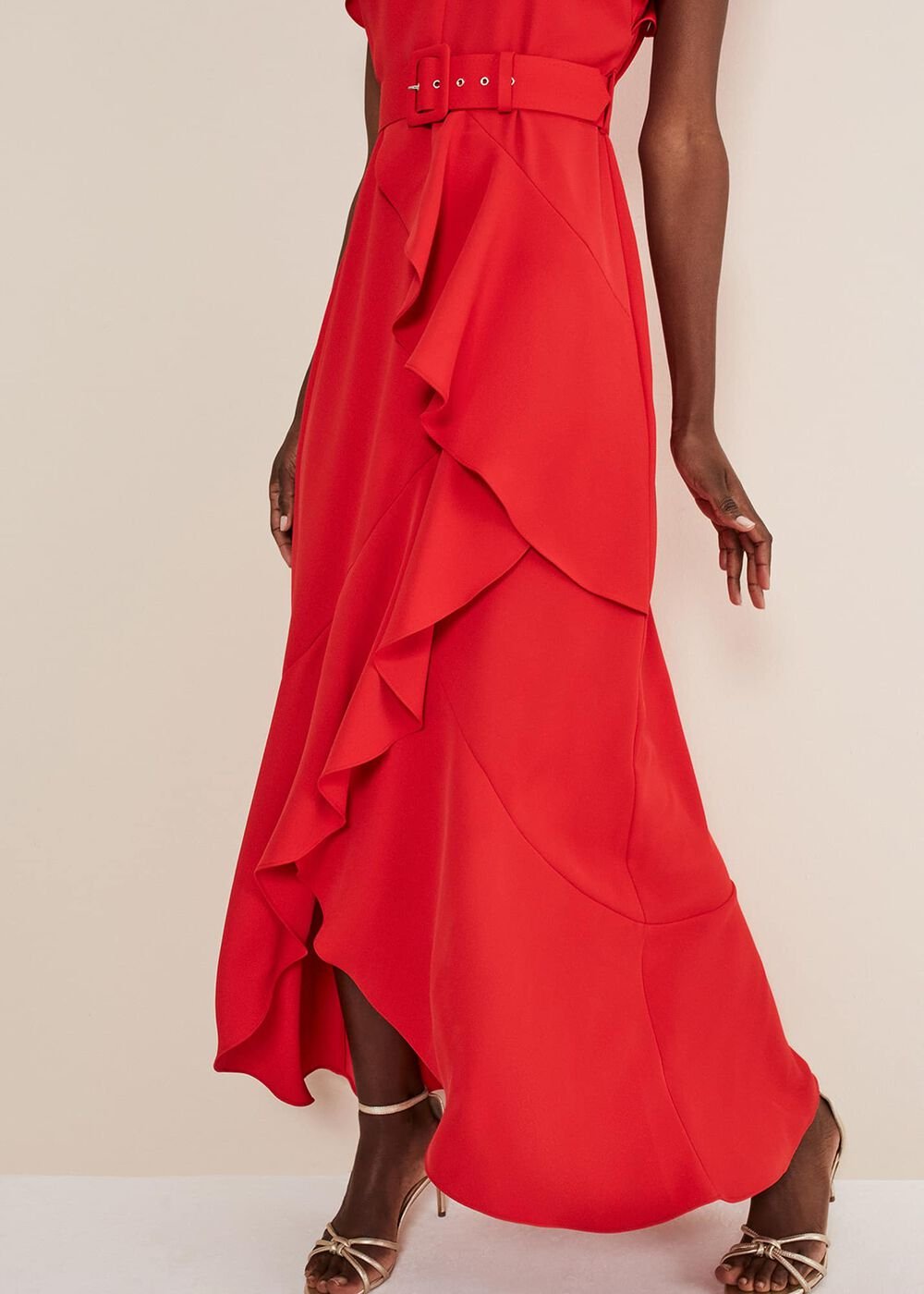 Phoebe Frill Maxi Dress Fire