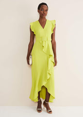 Phoebe Frill Maxi Dress Lime