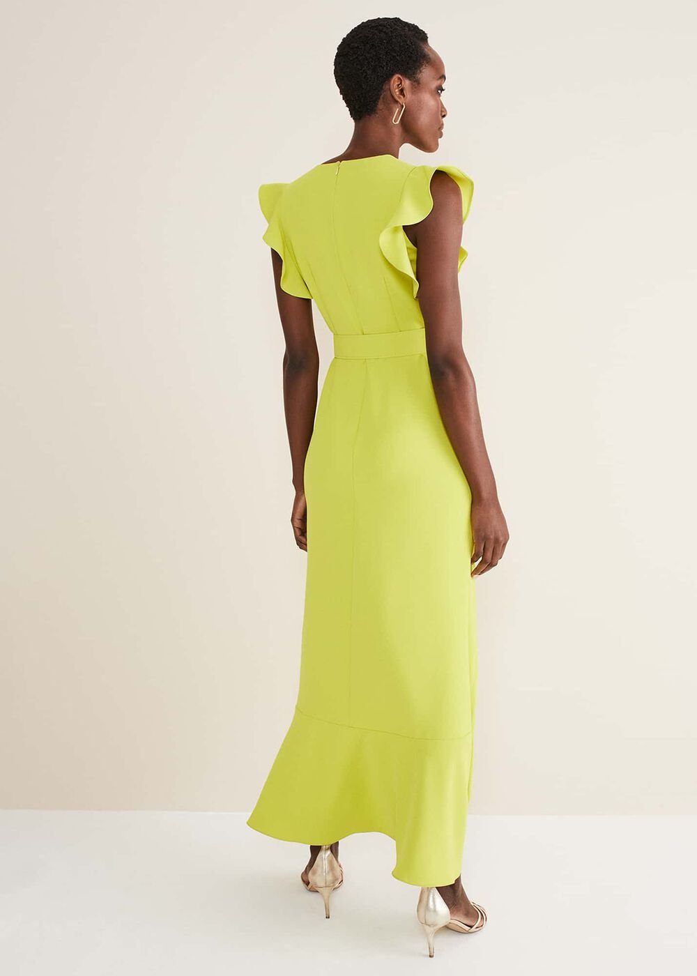 Phoebe Frill Maxi Dress Lime