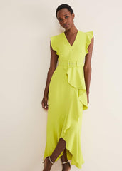 Phoebe Frill Maxi Dress Lime