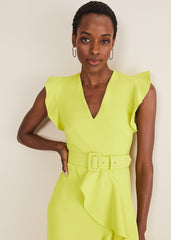 Phoebe Frill Maxi Dress Lime
