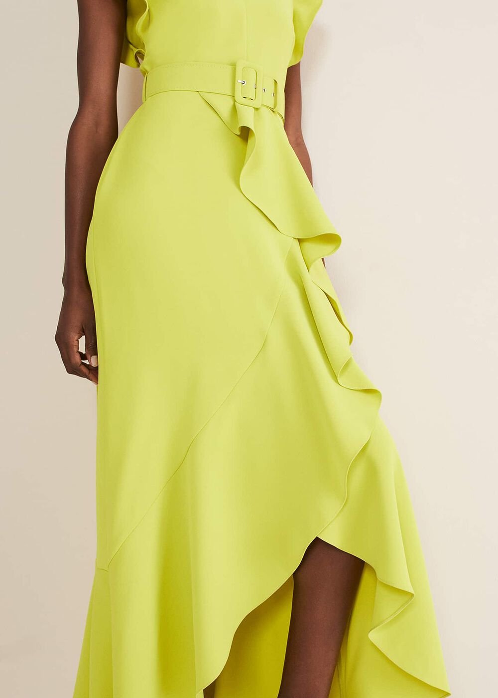 Phoebe Frill Maxi Dress Lime