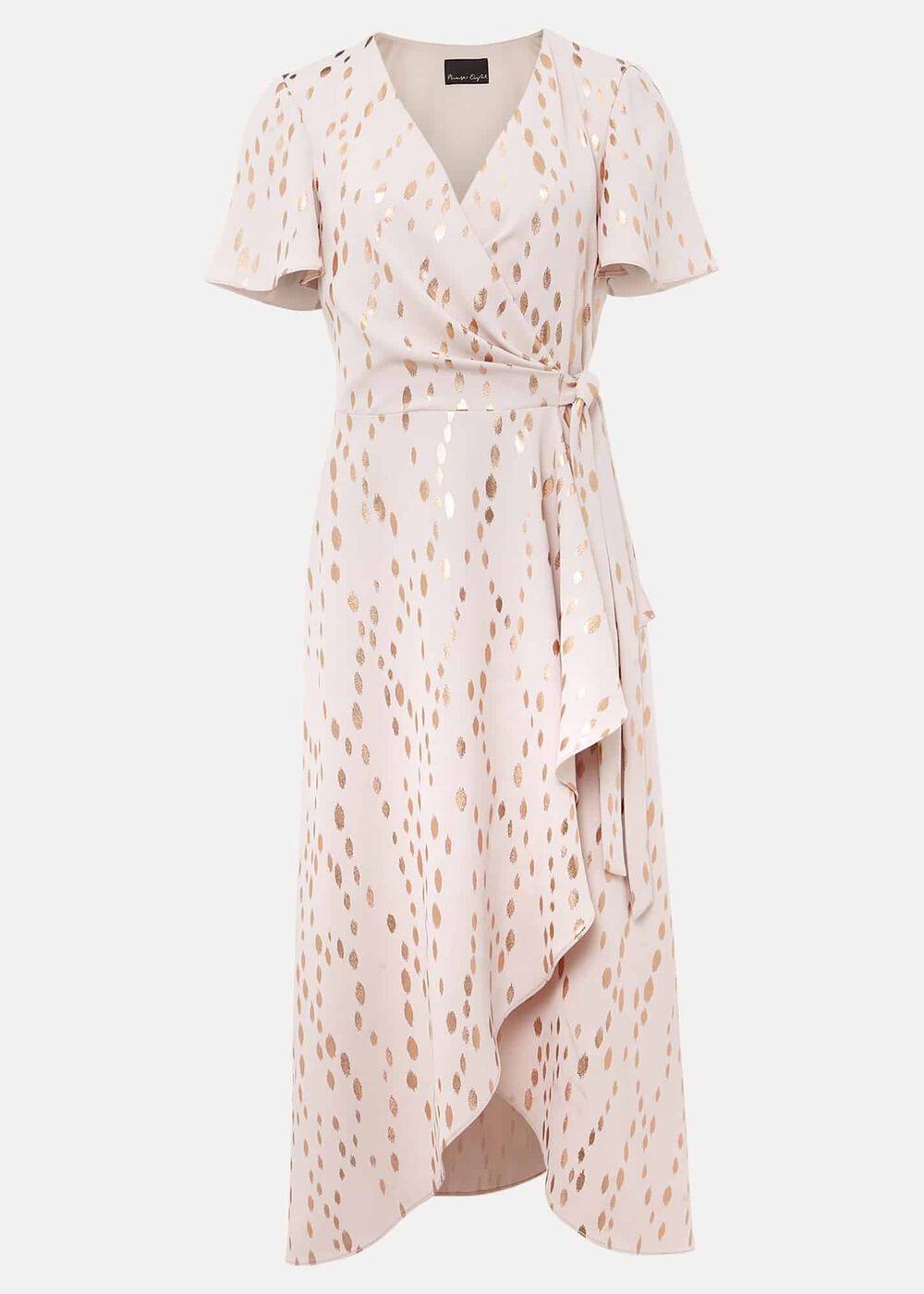 Julissa Gold Foil Wrap Dress Cameo/Rose Gold