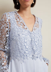 Mariposa Cream Lace Jumpsuit Cornflower