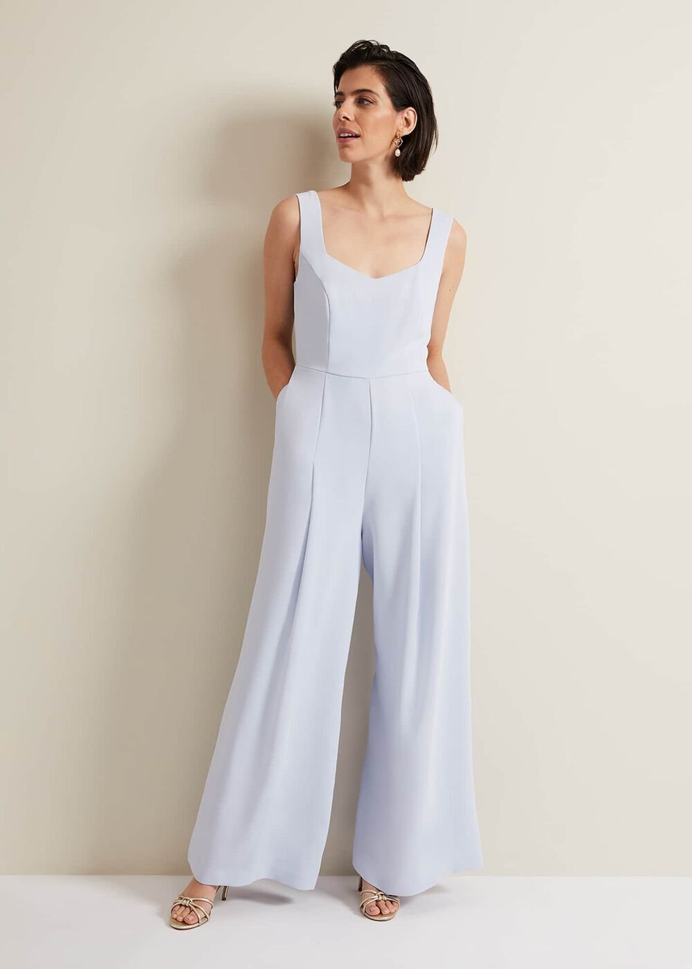 Mariposa Cream Lace Jumpsuit Cornflower