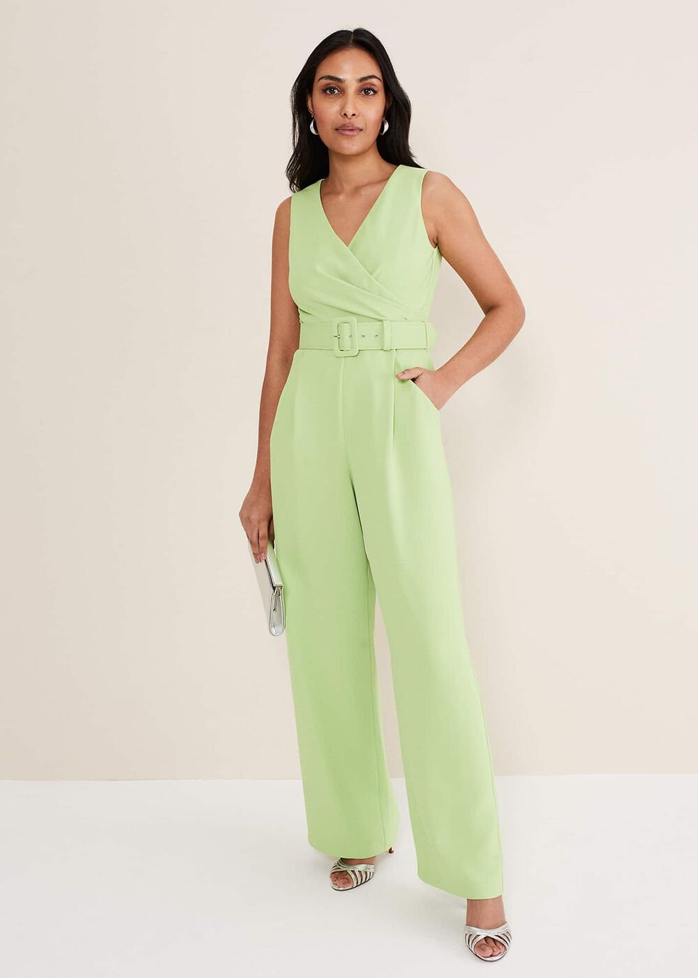 Petite Lissia Green Wide Leg Jumpsuit Apple Green