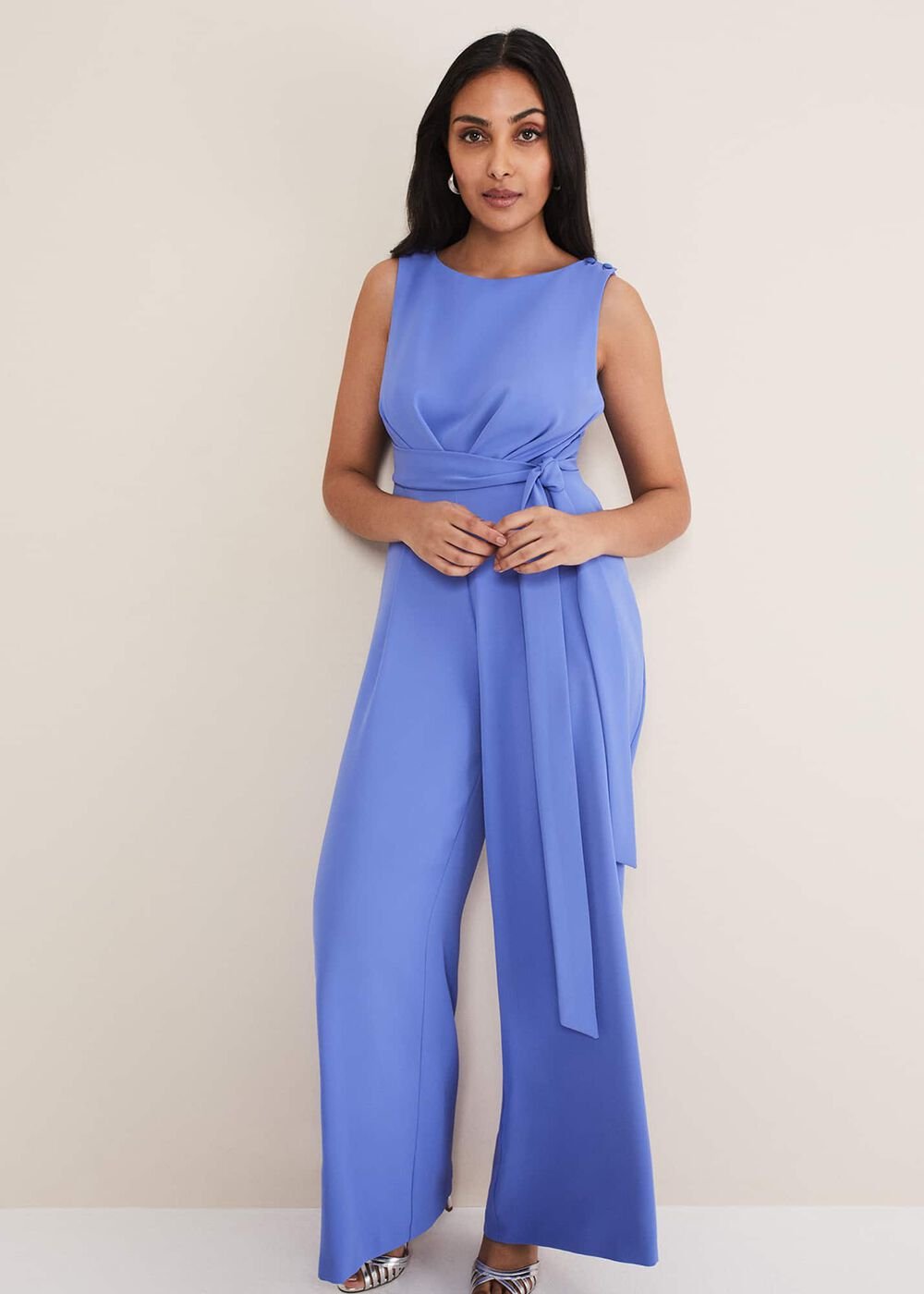 Petite Elaina Blue Wide Leg Jumpsuit Foxglove Blue