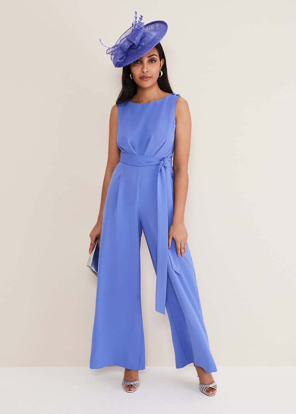 Petite Elaina Blue Wide Leg Jumpsuit Foxglove Blue