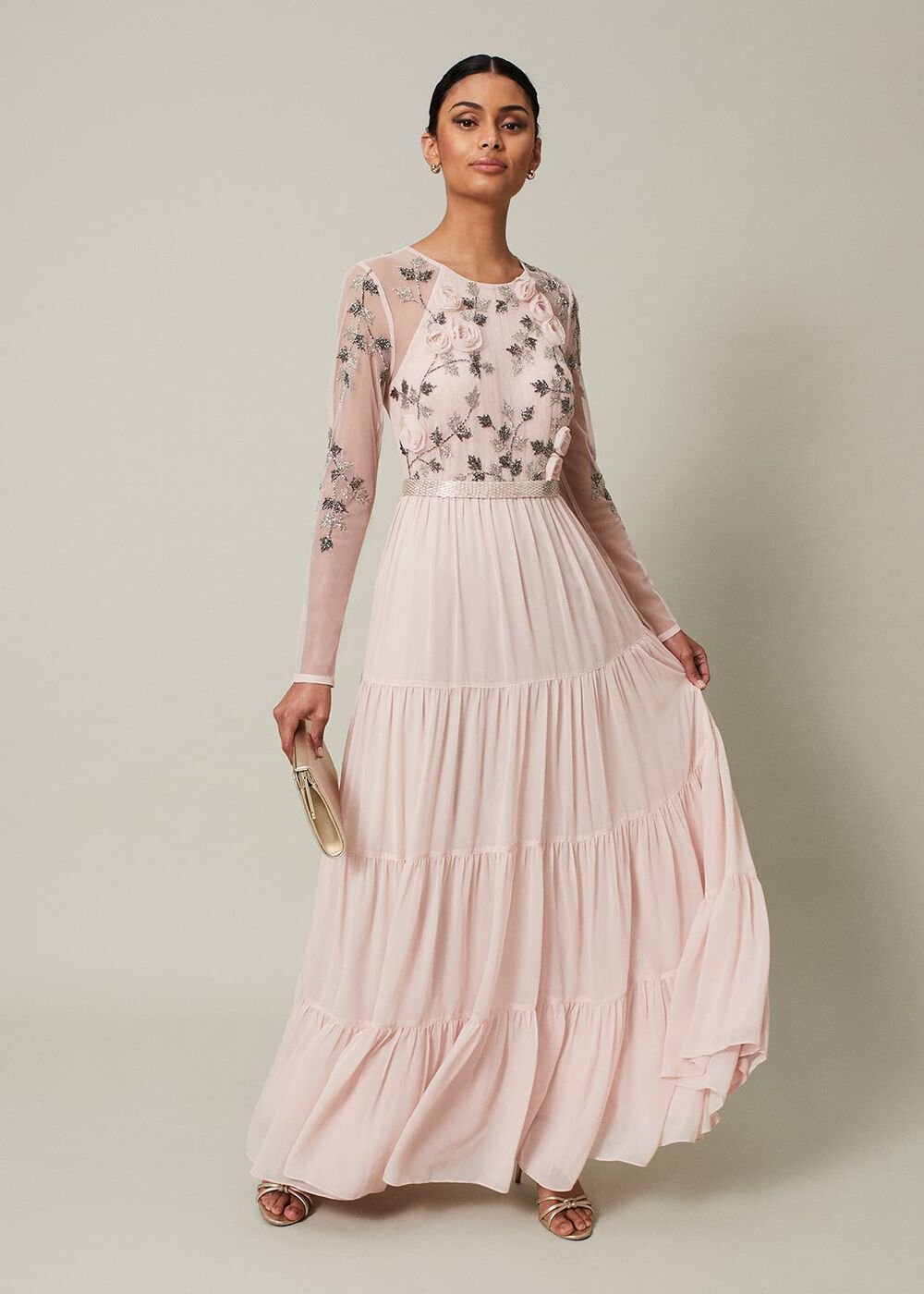 Florence Beaded Maxi Dress Antique Rose