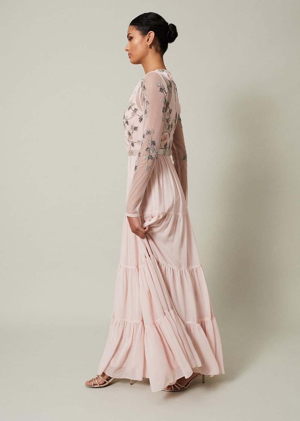 Florence Beaded Maxi Dress Antique Rose