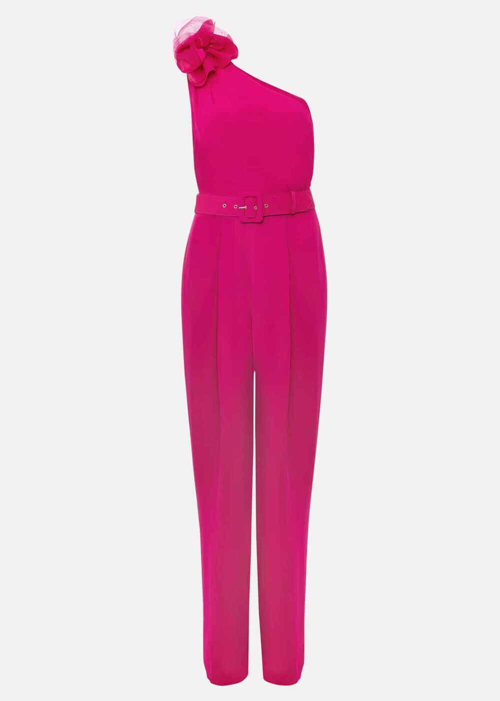 Luisa One Shoulder Jumpsuit Magenta Pink
