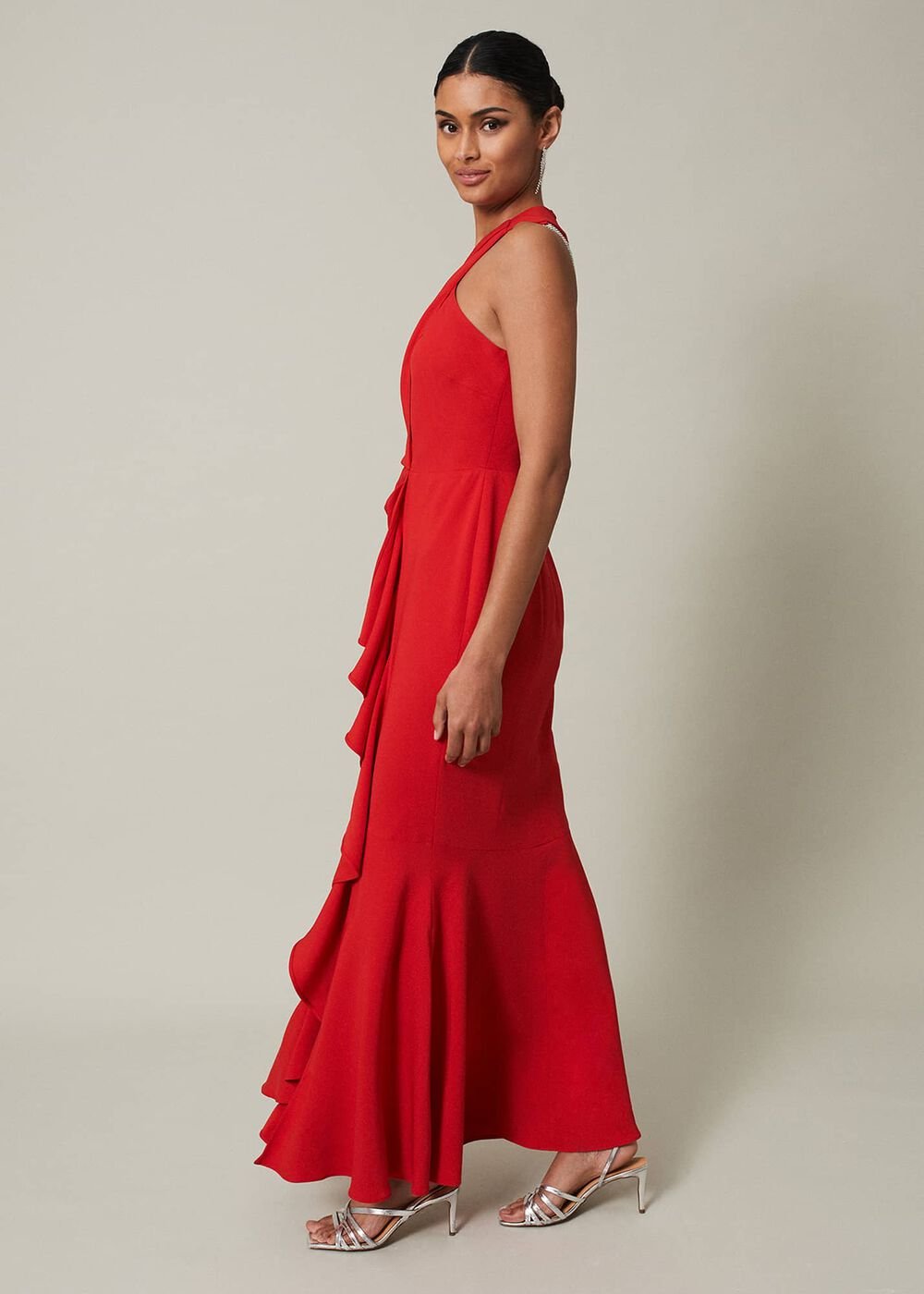 Pamela Ruffled Maxi Dress Red