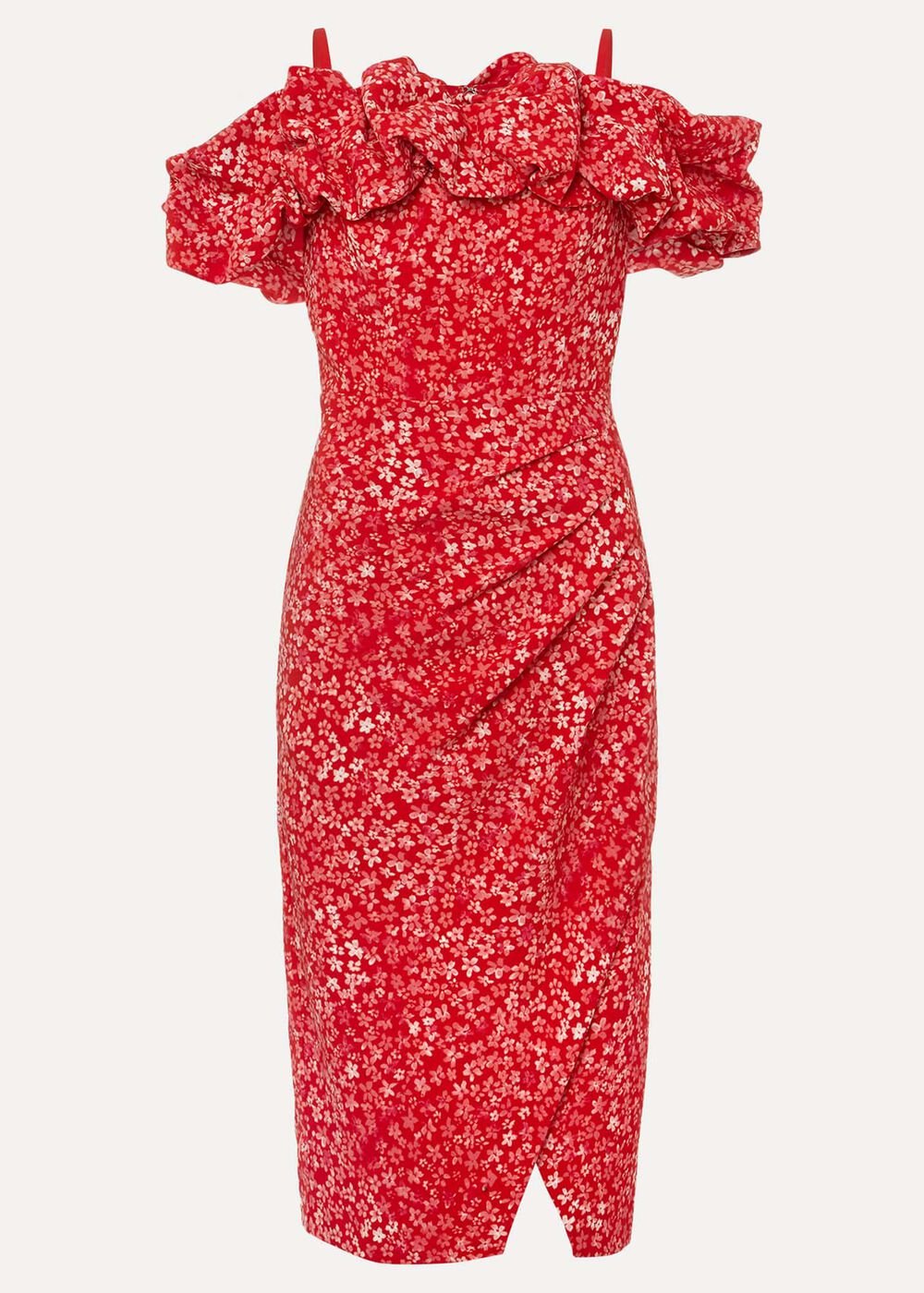 Senita Off Shoulder Ditsy Dress Red/Multi