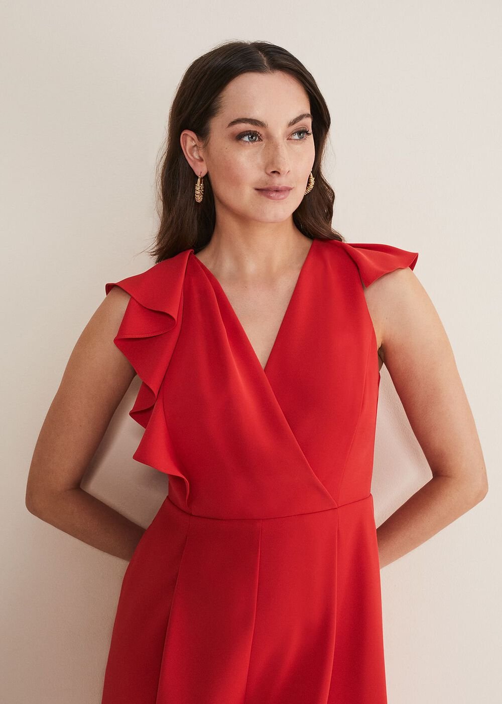 Nicky Ruffle Jumpsuit Fire