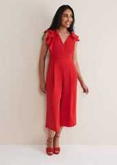 Petite Nicky Ruffle Jumpsuit Fire
