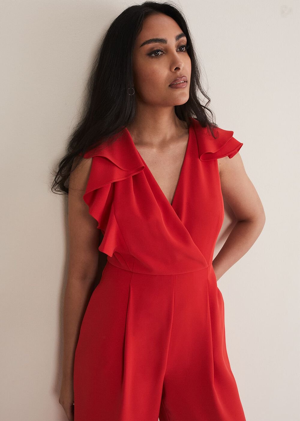 Petite Nicky Ruffle Jumpsuit Fire