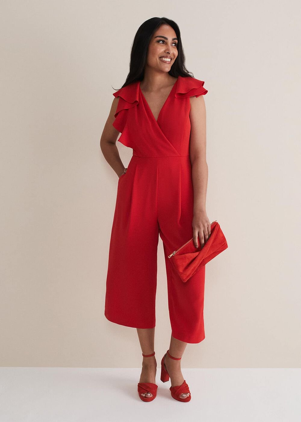 Petite Nicky Ruffle Jumpsuit Fire