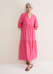 Jayde Tiered Midaxi Dress Pink